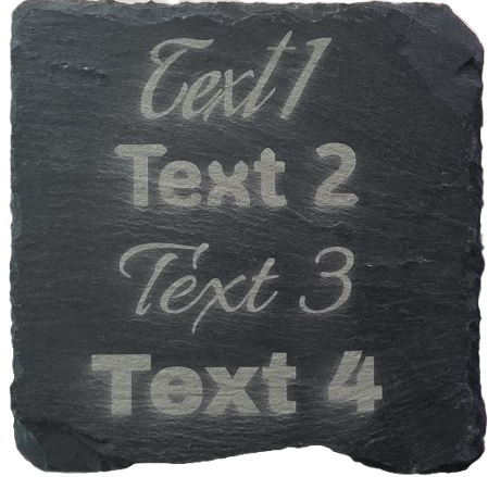 Schiefer Untersetzer Eckig mit Lasergravur | Personalisierter Drink Coaster | Bar Accessoire Naturschiefer | Geschenk Wunschgravur